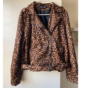 Leopard Print Moto Jacket